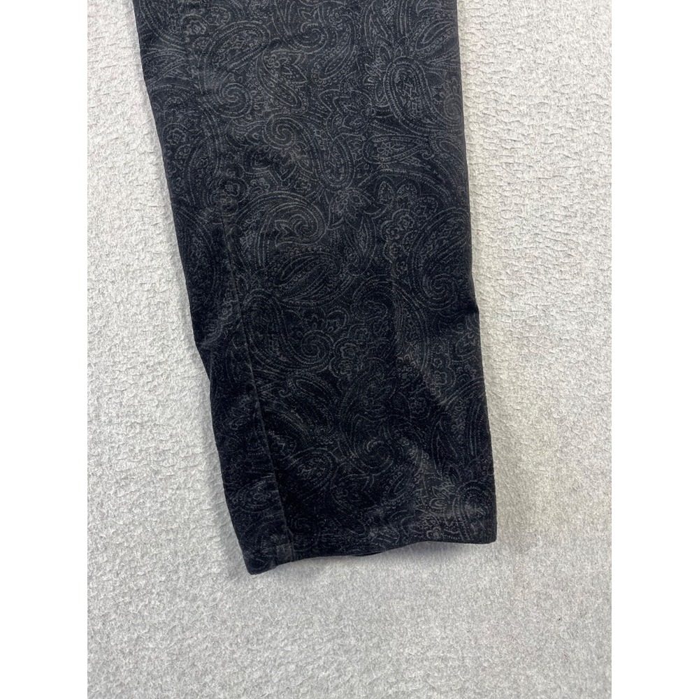 Lauren Ralph Lauren Pants Womens 14 Black Embossed Velvet Texture Paisley Print - Picture 3 of 11